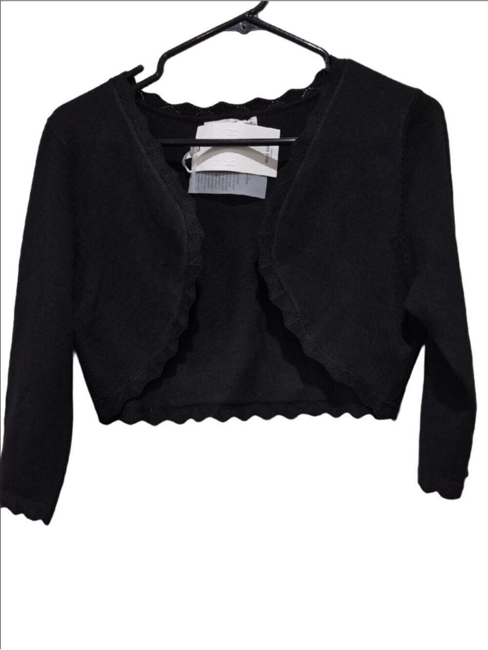 Grace Karin Black Scallop-Edge Cropped Bolero Cardigan